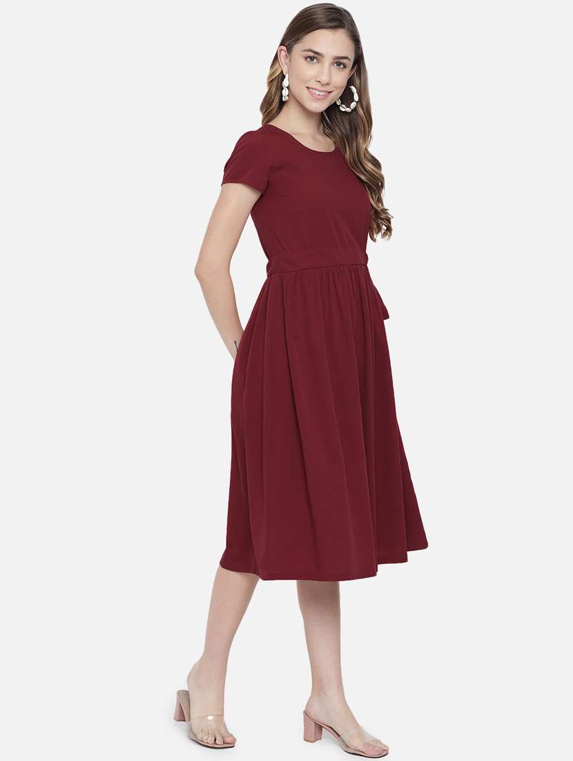 women's fit & flare solid dress - 18396444 -  Standard Image - 1