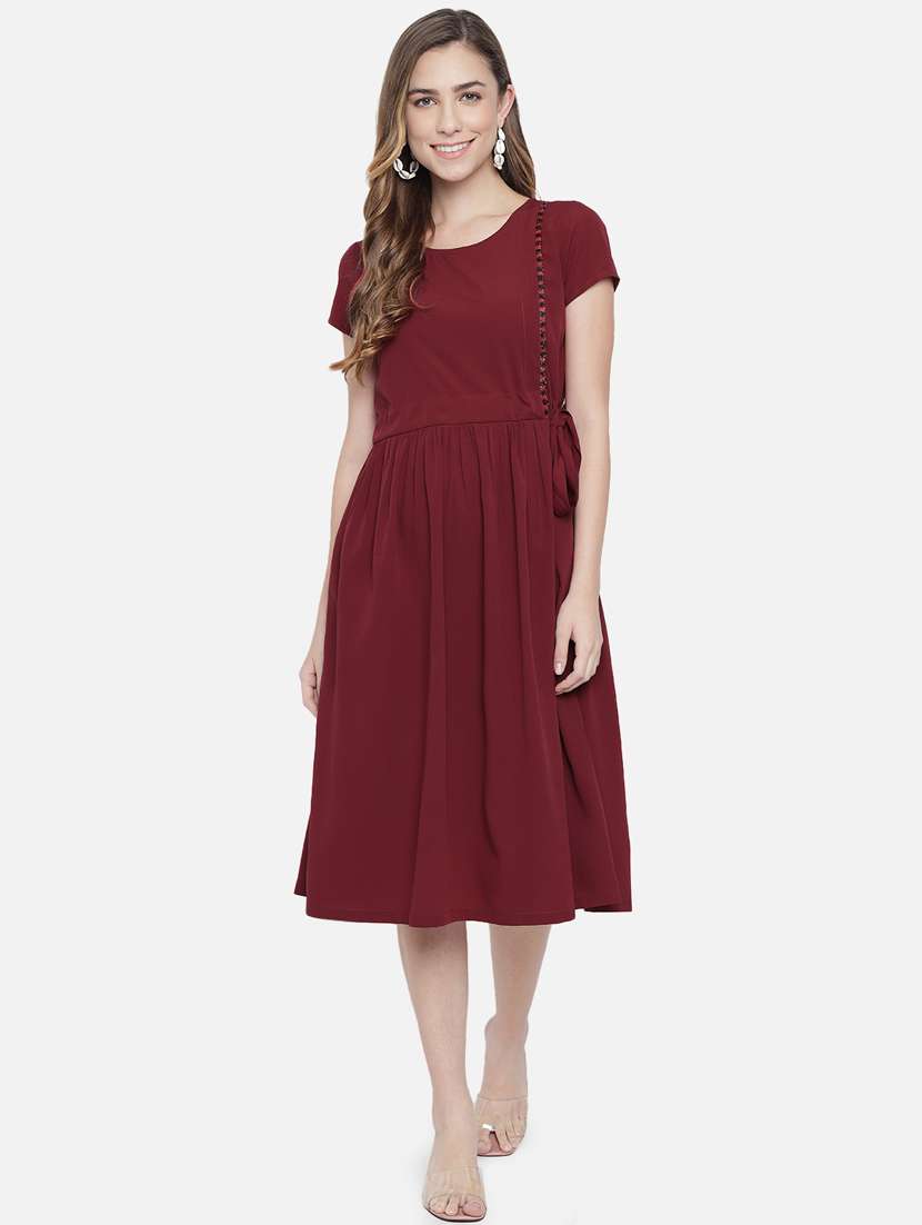 women's fit & flare solid dress - 18396444 -  Standard Image - 4