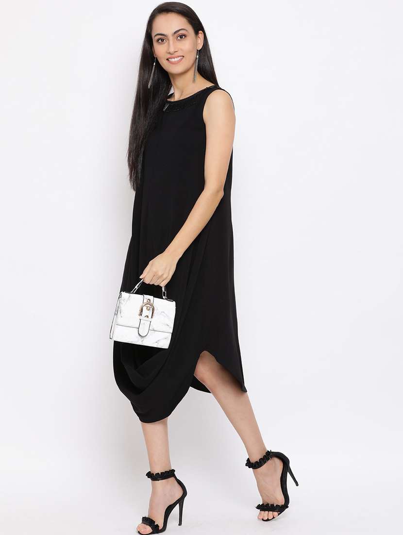 women's asymmetric solid dress