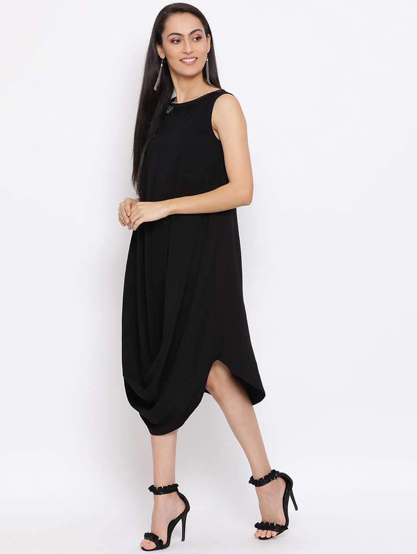 women's asymmetric solid dress - 18396449 -  Standard Image - 1