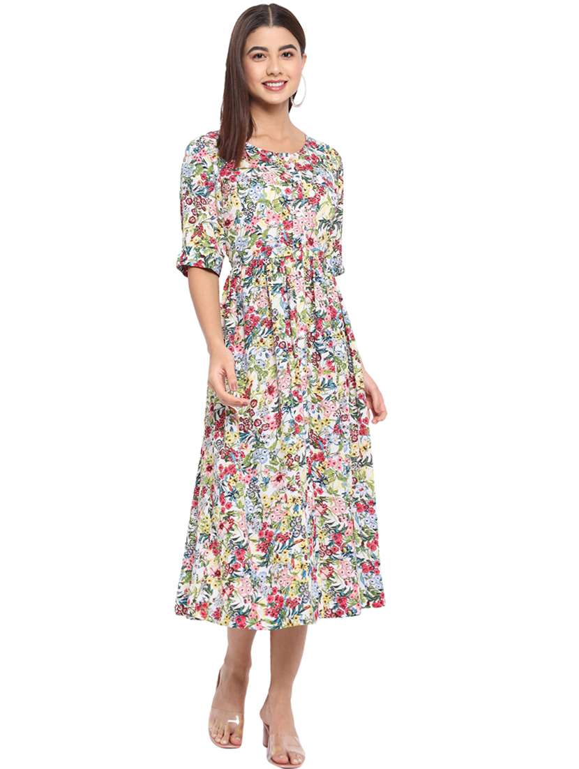 women's fit & flare printed dress - 18396454 - Zoom Image - 0
