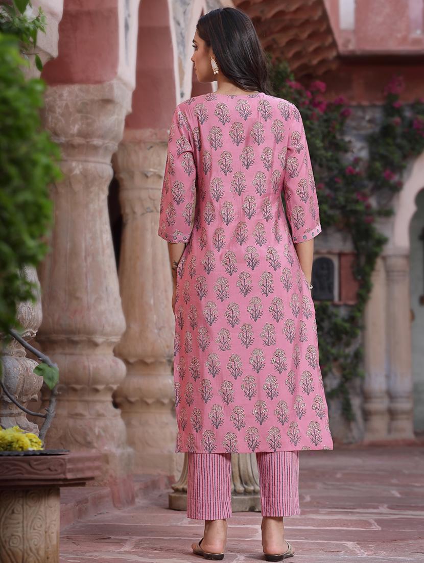 pink cotton kurta pant set - 18396785 - Standard Image - 4