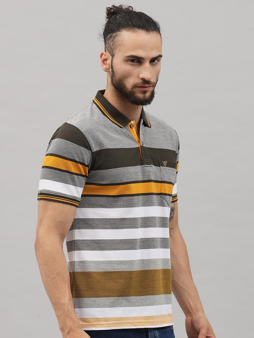 grey striped polo t-shirt - 18396813 -  Standard Image - 1