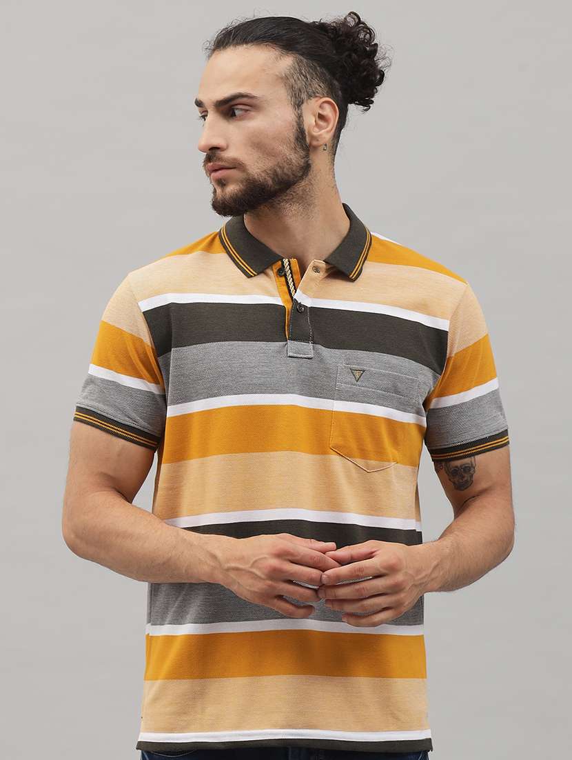 yellow striped polo t-shirt