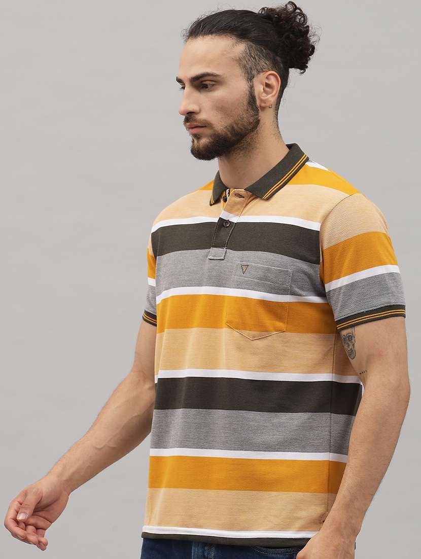 yellow striped polo t-shirt - 18396825 - Standard Image - 1