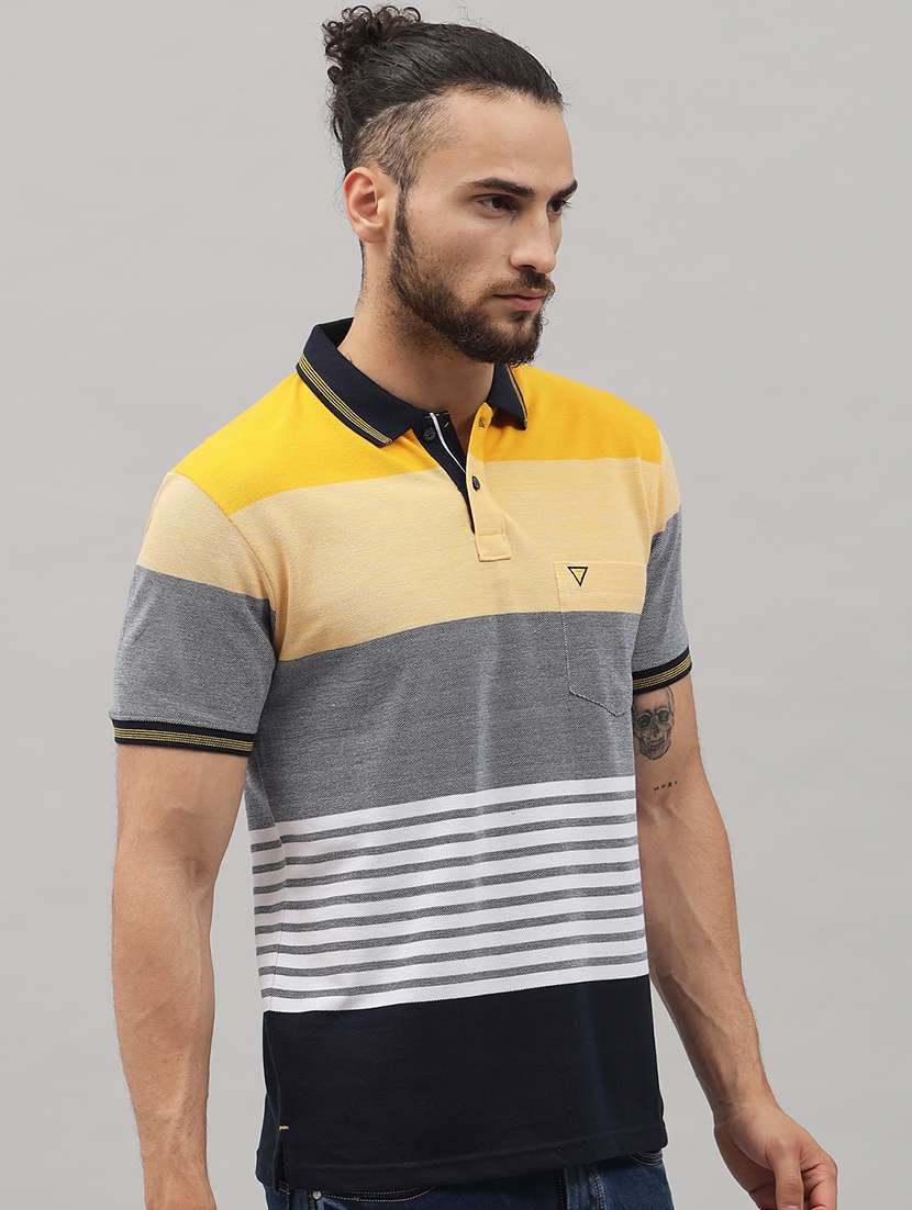 yellow striped polo t-shirt - 18396834 - Standard Image - 1