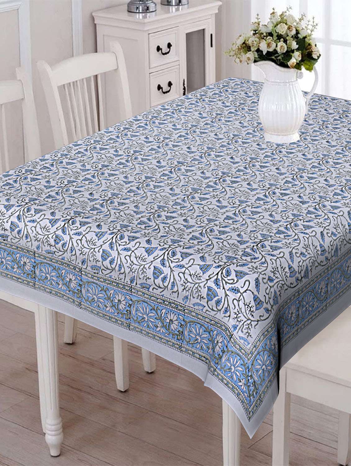 texstylehome thick cotton 6 seater block print table cloth