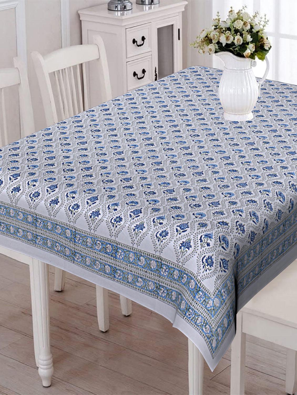 texstylehome thick cotton 6 seater block print table cloth