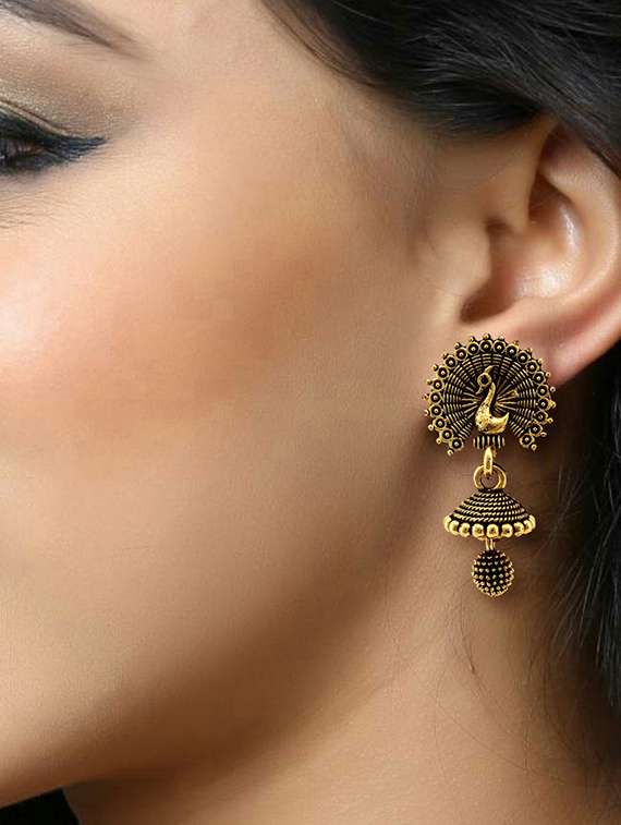 antique finish jhumki earring  - 18397410 -  Standard Image - 1