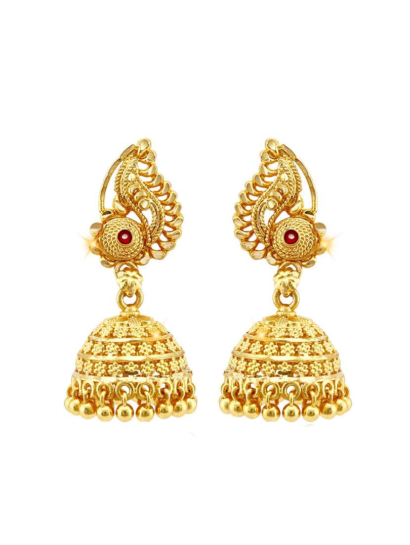 gold brass jhumka earring