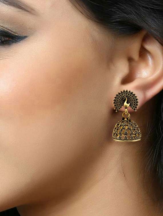 black brass jhumka earring - 18397473 -  Standard Image - 1