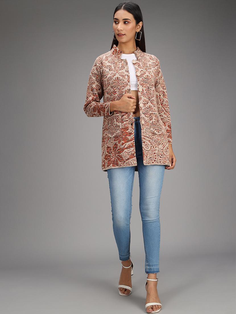 mandarin neck printed cardigan - 18397609 - Standard Image - 4