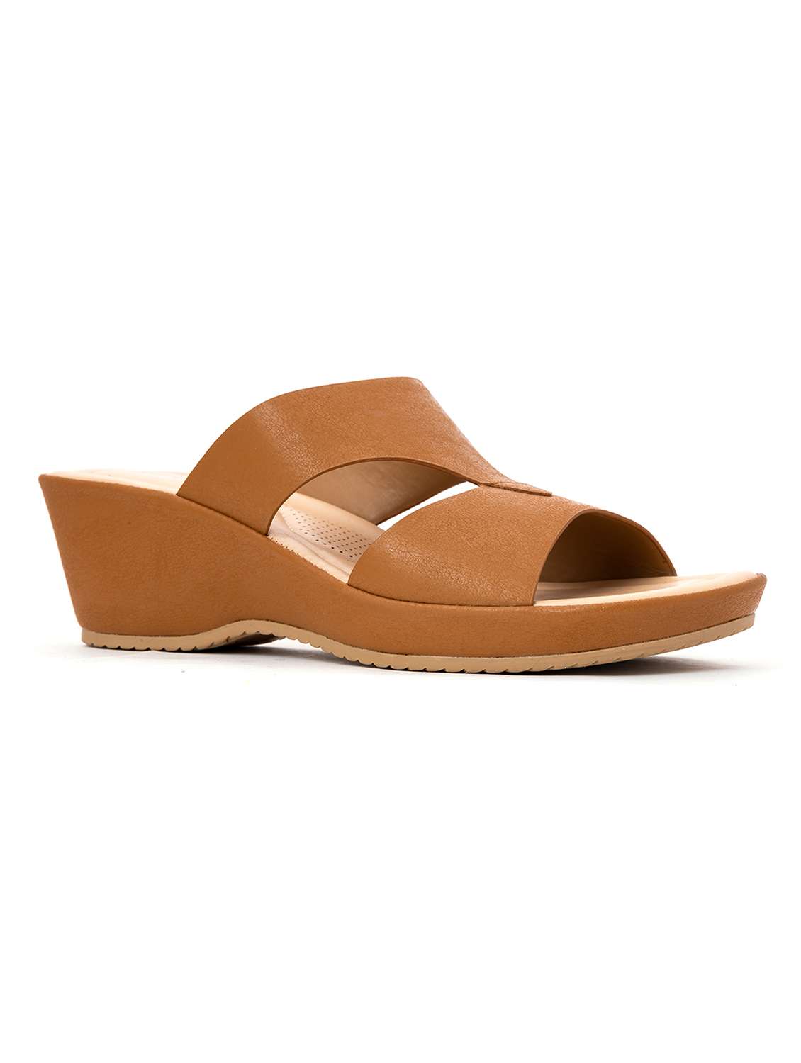 tan slip on wedge