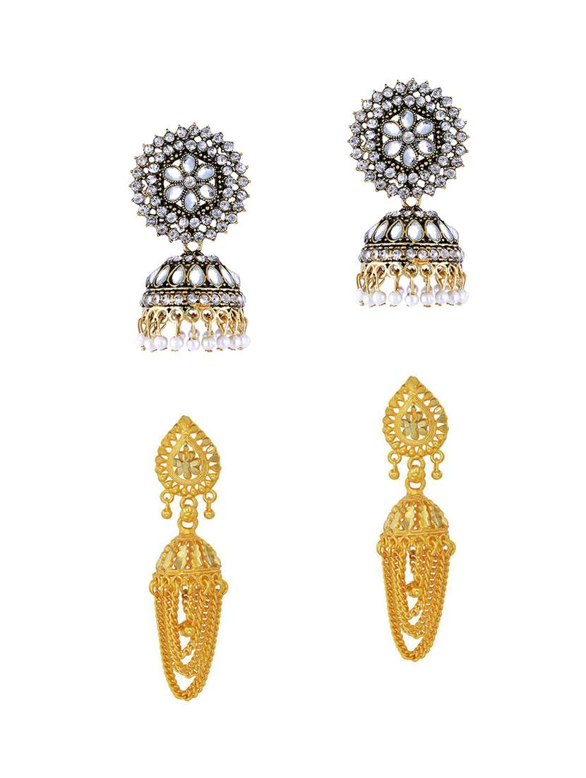 gold brass jhumka earring