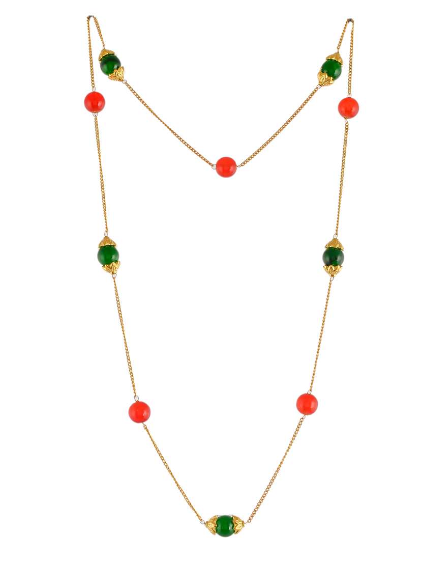  multi & gold plated beaded layered necklace