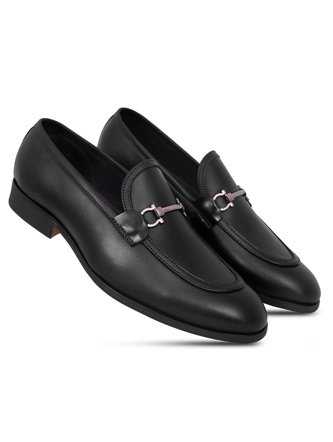 black synthetic office wear loafers - 18398027 -  Standard Image - 1