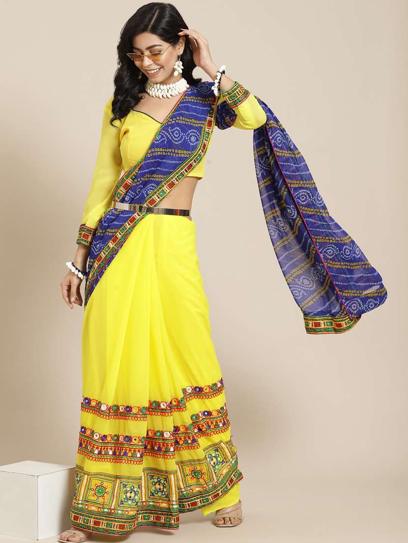 women's embroidered saree with blouse