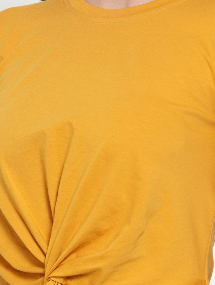 twisted front solid crop top - 18398094 - Standard Image - 4