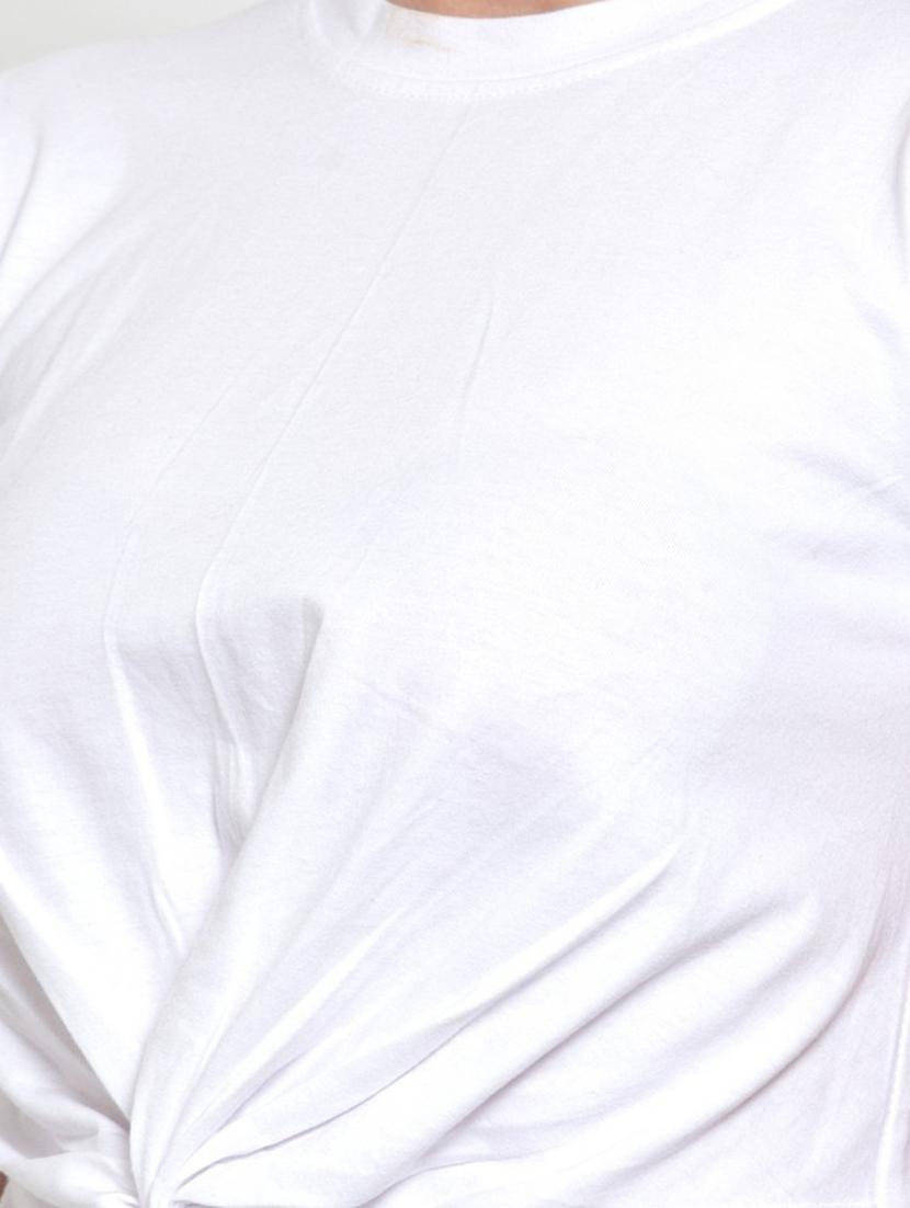 twisted front solid crop top - 18398100 - Standard Image - 4