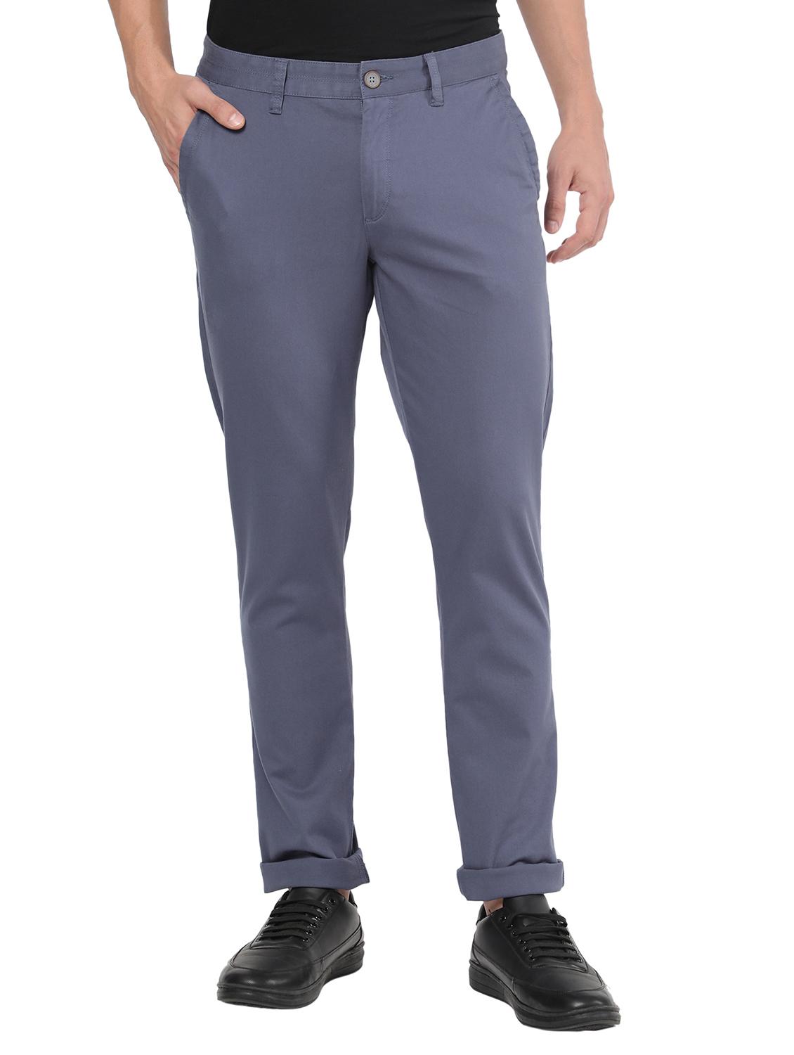 blue solid chinos casual trouser - 18398379 - Zoom Image - 0