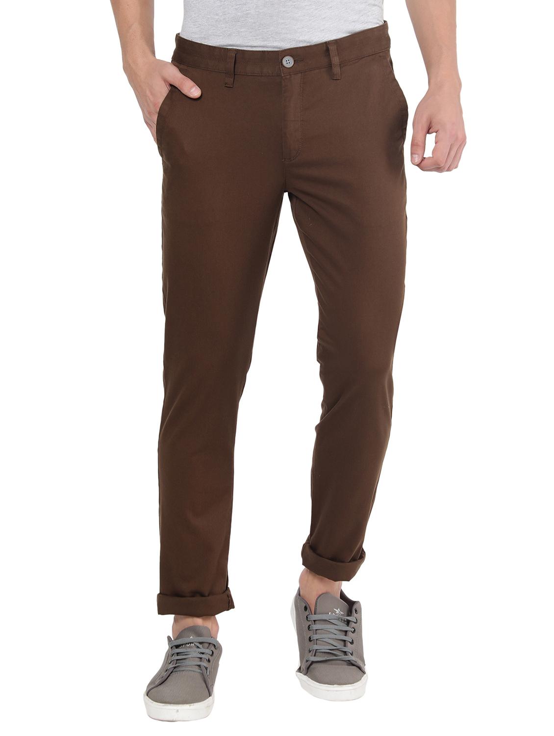brown solid chinos casual trouser