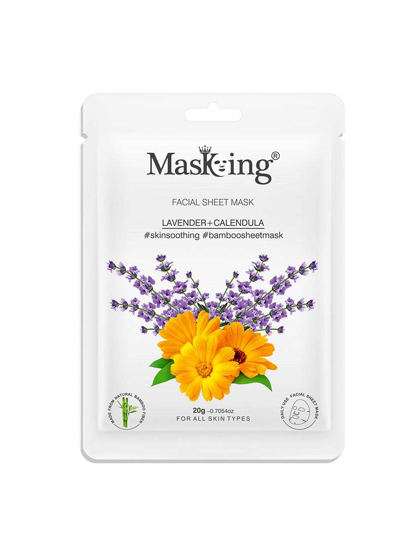 masking beauty bamboo facial sheet mask of cucumber, lavender& calendula combo pack of 2 (40 g) - 18398632 -  Standard Image - 1