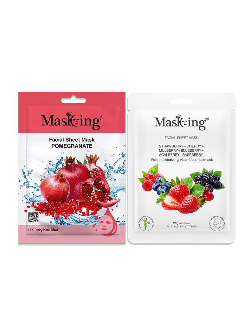 masking beauty bamboo facial sheet mask of pomegranate, strawberry & raspberry pack of 2 (40 g) - 18398634 -  Standard Image - 1