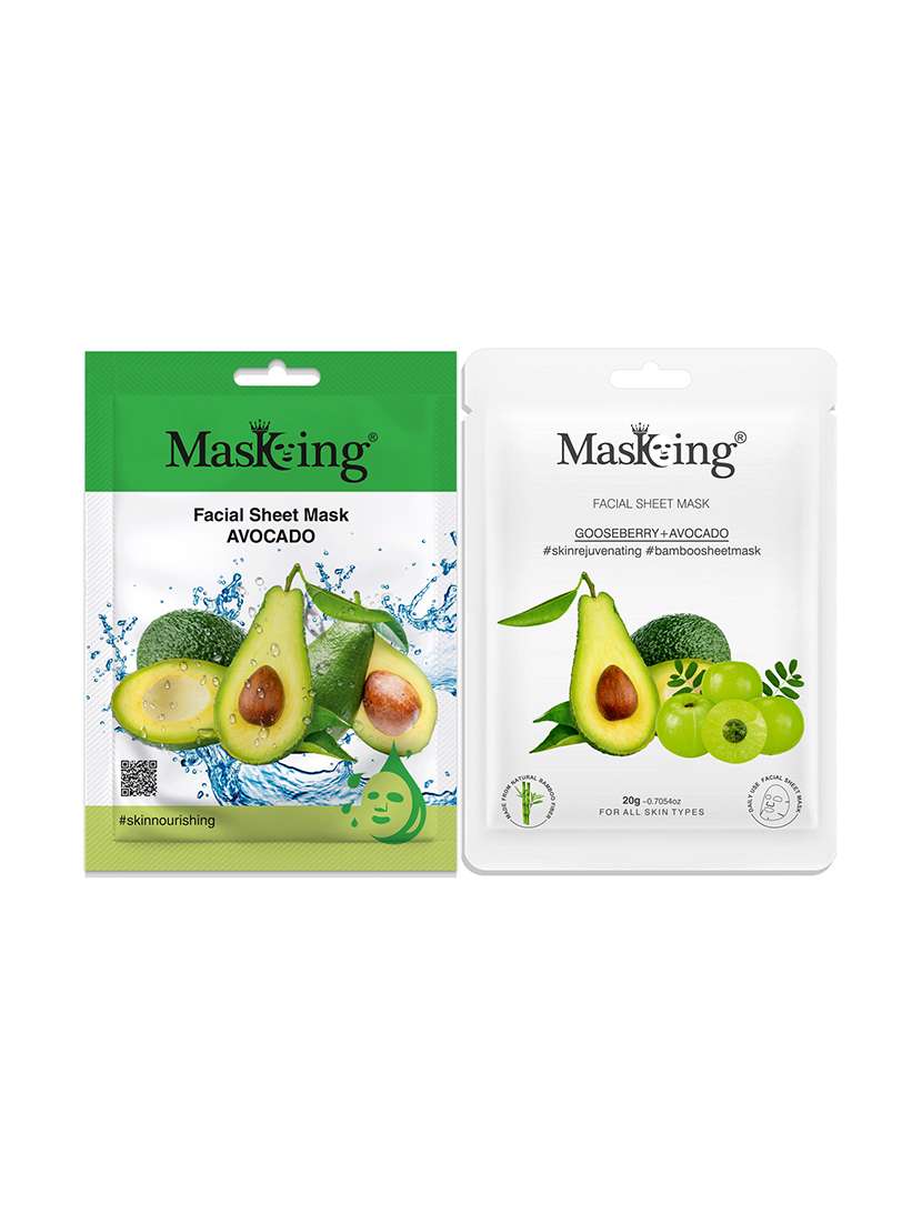 masking beauty bamboo facial sheet mask of avocado, gooseberry & avocado combo pack of 2 (40 g) - 18398636 -  Standard Image - 1