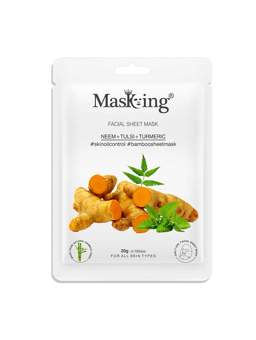 masking beauty bamboo facial sheet mask of honey, neem, tulsi & turmeric combo pack of 2 (40 g) - 18398639 - Standard Image - 1