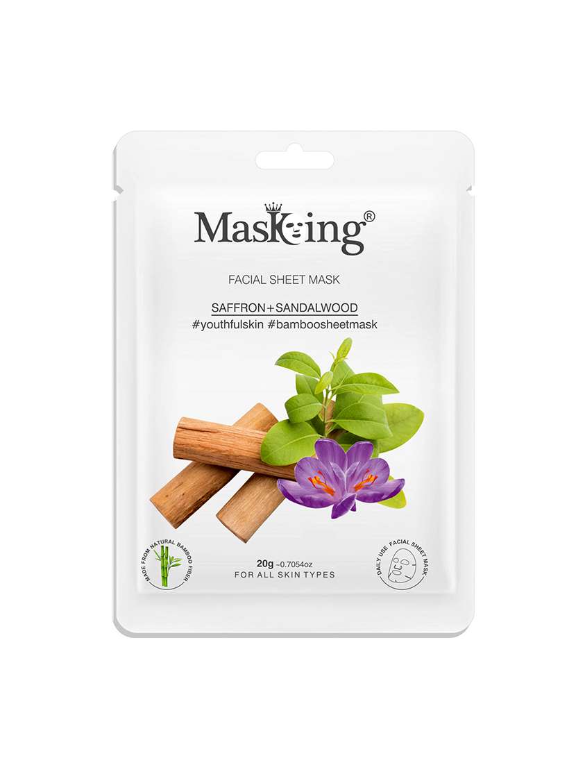 masking beauty bamboo facial sheet mask of aloe vera, saffron & sandalwood pack of 2 (40 g) - 18398640 -  Standard Image - 1