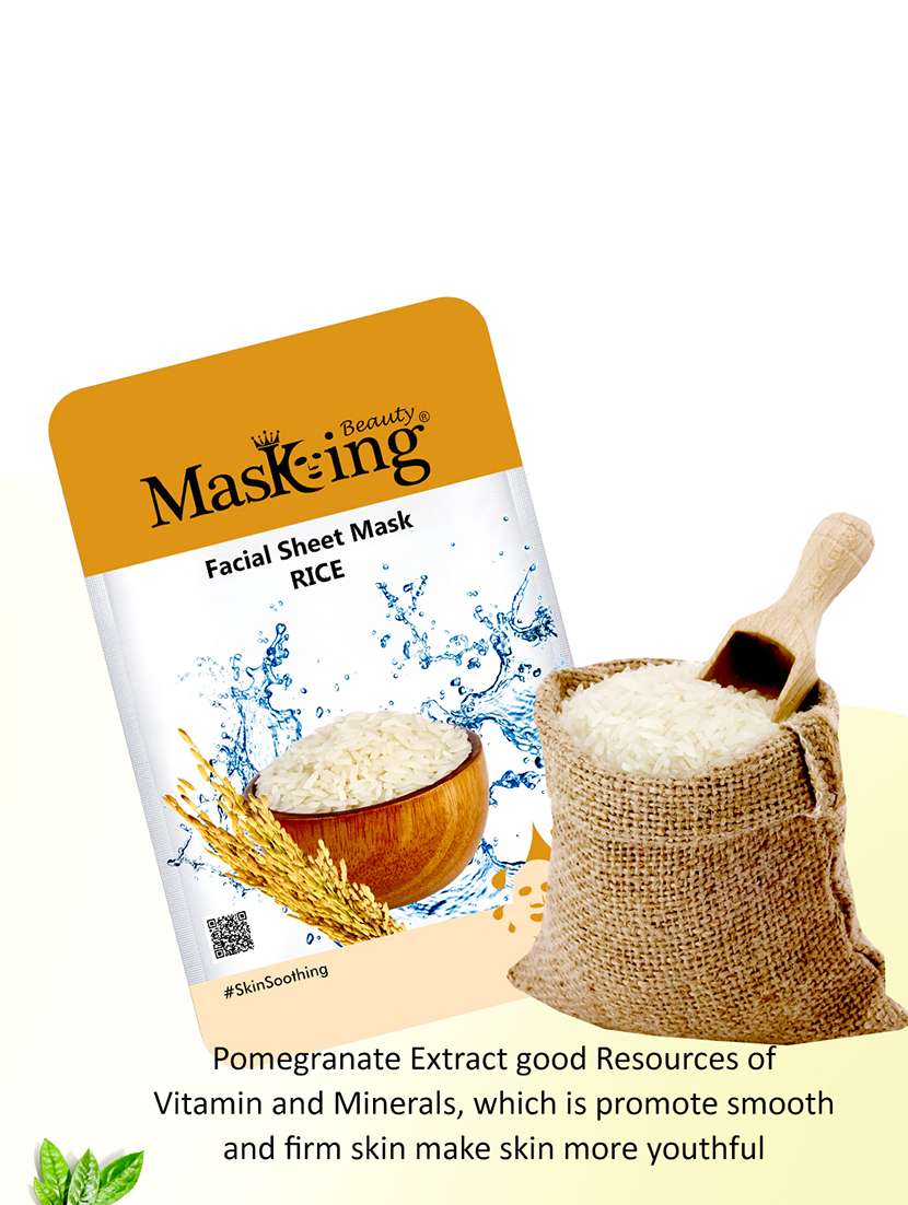 masking beauty bamboo facial sheet mask of rice, algae & pearl combo pack of 2 (40 g)