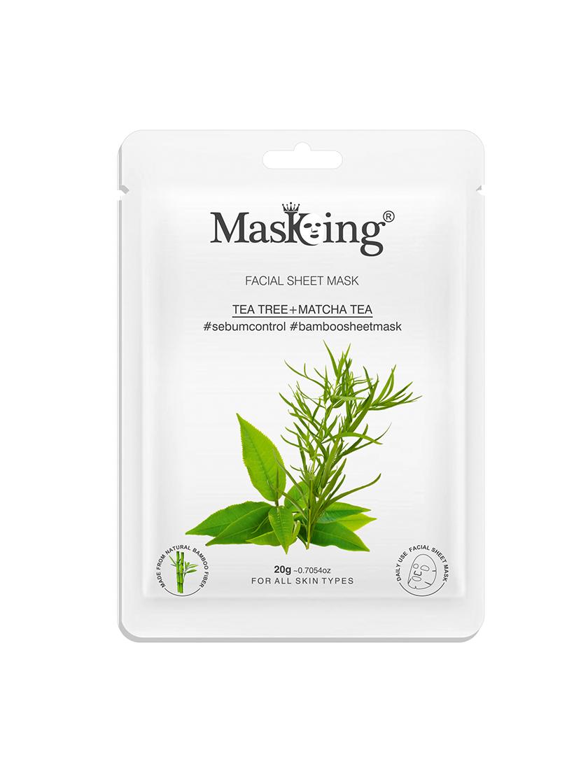 masking beauty bamboo facial sheet mask of litchi, tea tree & matcha tea combo pack of 2 (40 g) - 18398643 - Standard Image - 1