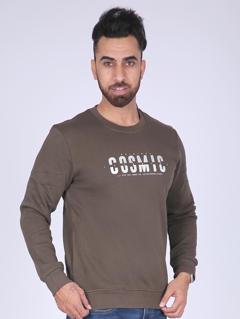 olive-green chest print sweatshirt - 18399048 - Standard Image - 1