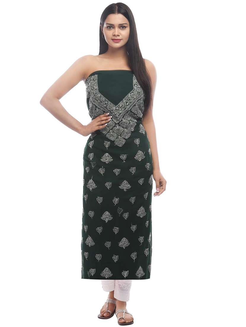 green georgette unstitched suit
