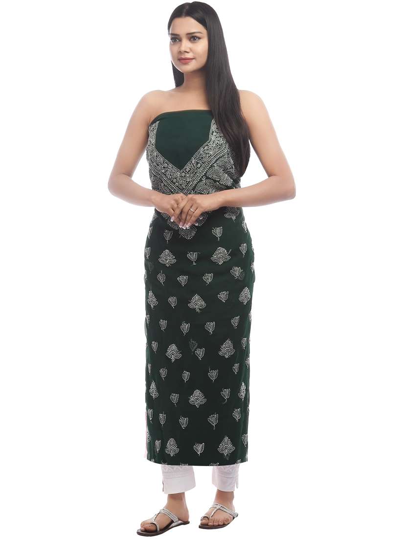 green georgette unstitched suit - 18399117 -  Standard Image - 1
