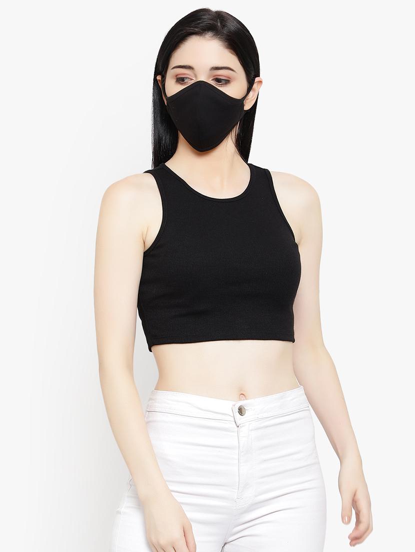 women's crop round neck top
