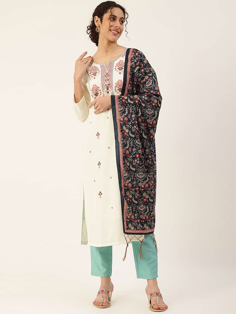 white embroidered suit set