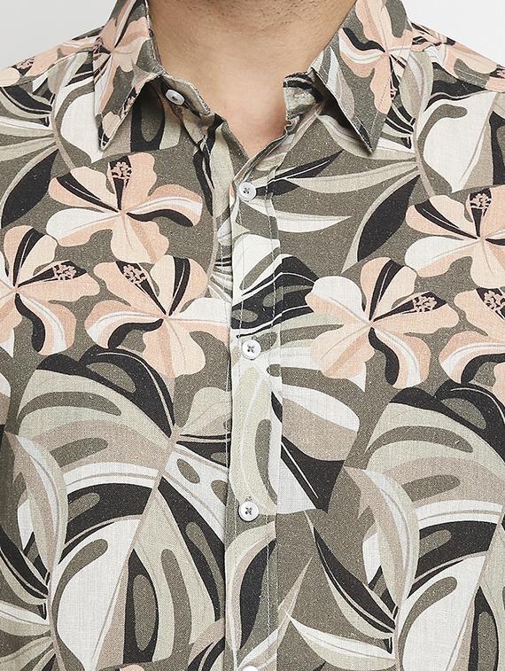 grey printed casual shirt - 18399666 - Standard Image - 4