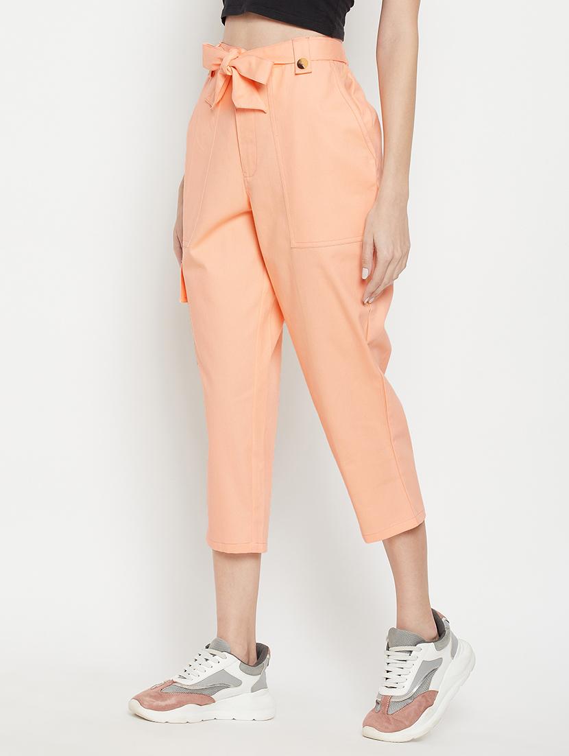tie front solid cropped trouser - 18399732 - Standard Image - 1