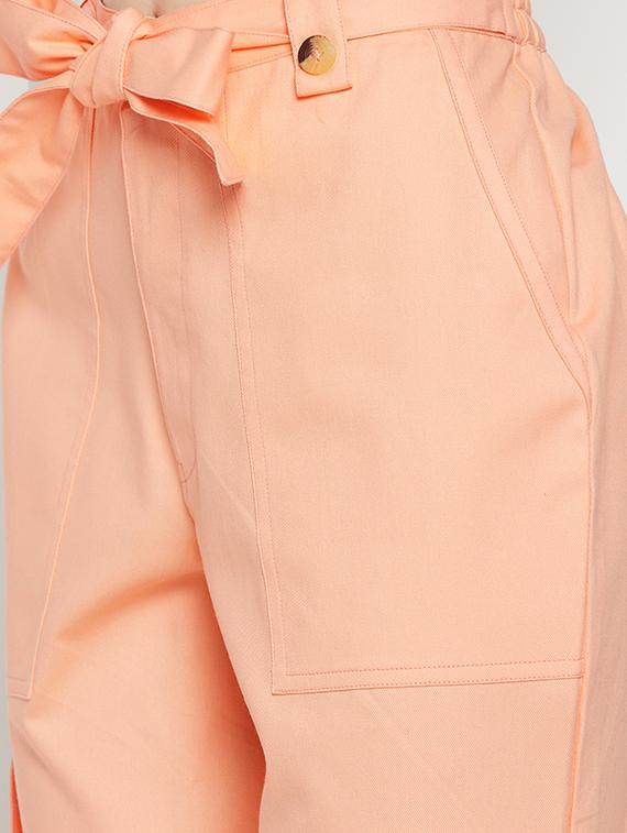 tie front solid cropped trouser - 18399733 - Standard Image - 4