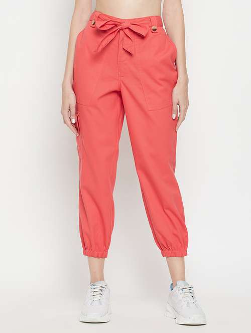 tie front solid jogger - 18399734 - Standard Image - 0