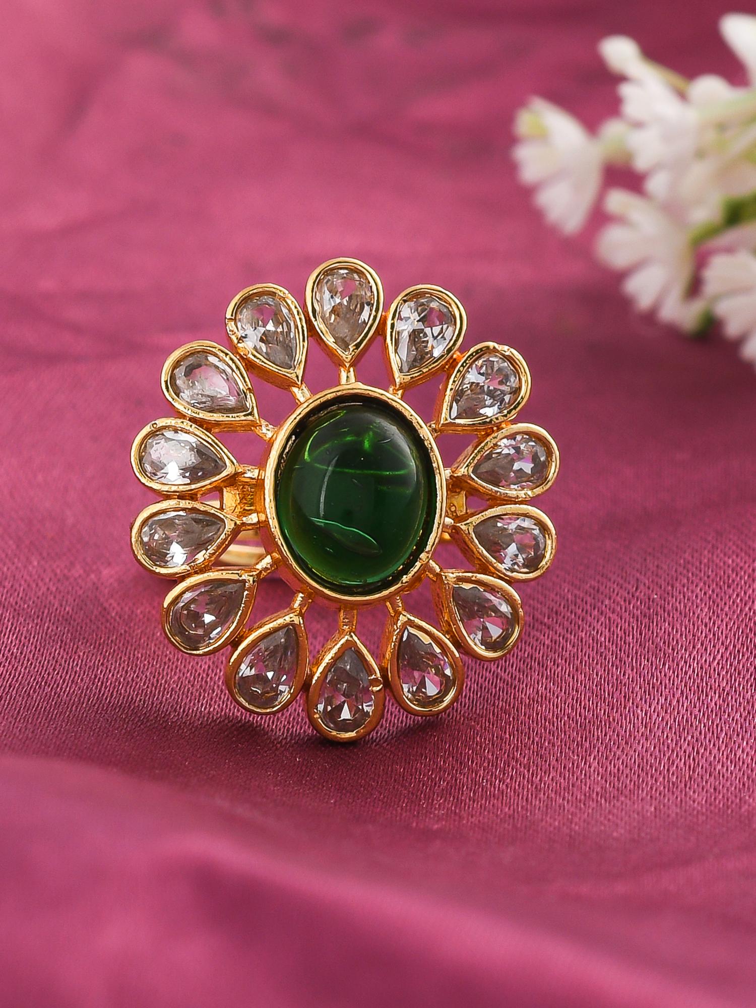 green brass adjustable finger ring - 18399740 - Standard Image - 1