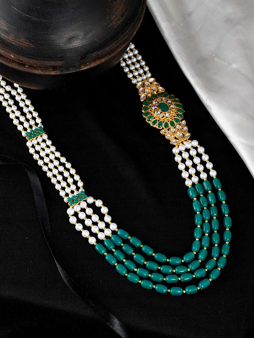 side kundan brooch 5 layered necklace