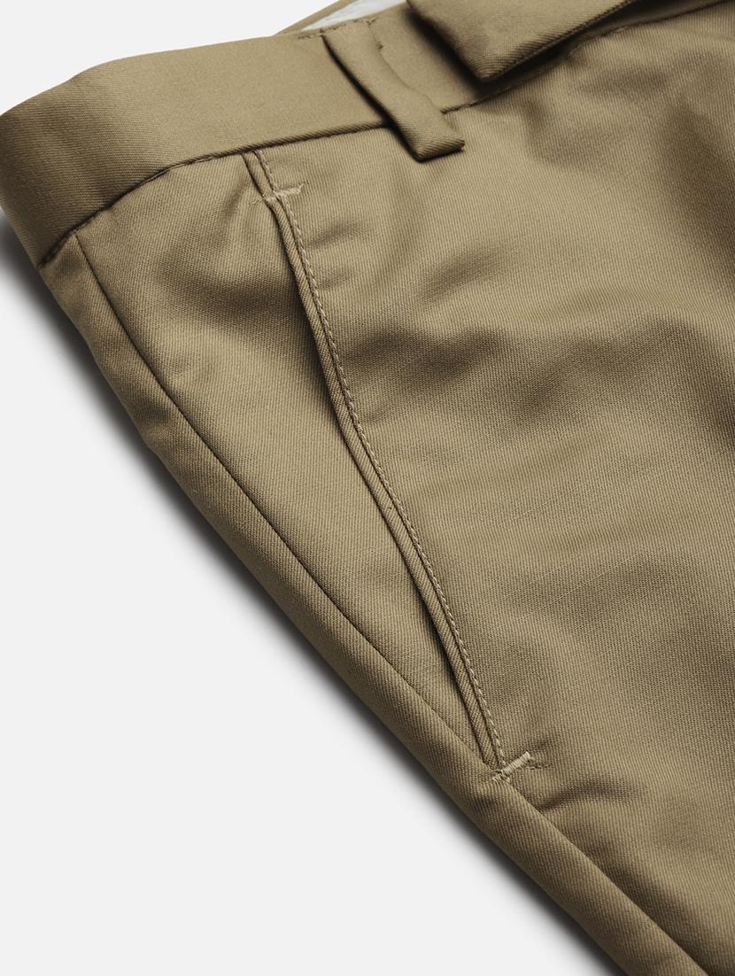 khaki solid flat front casual trouser - 18399973 - Standard Image - 4