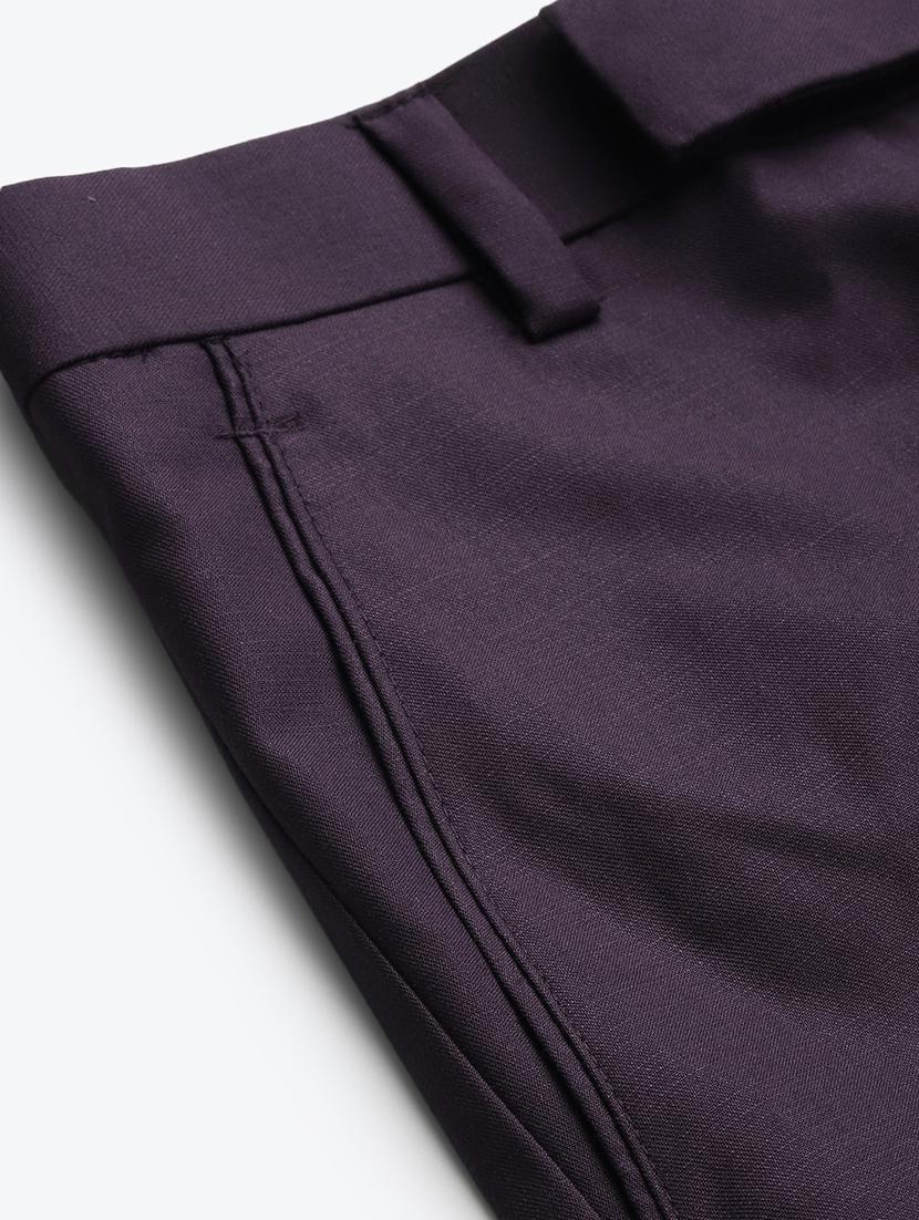 grey solid flat front casual trouser - 18399981 - Standard Image - 4