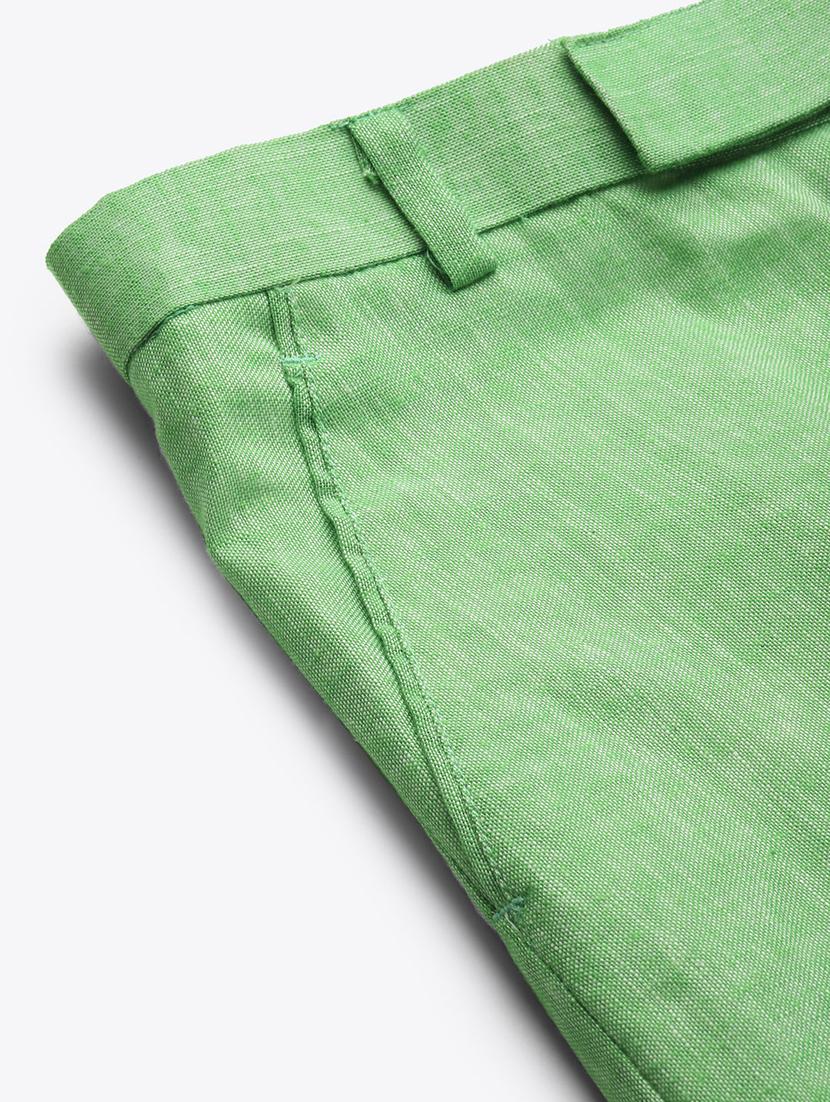 green solid flat front casual trouser - 18399996 - Standard Image - 4