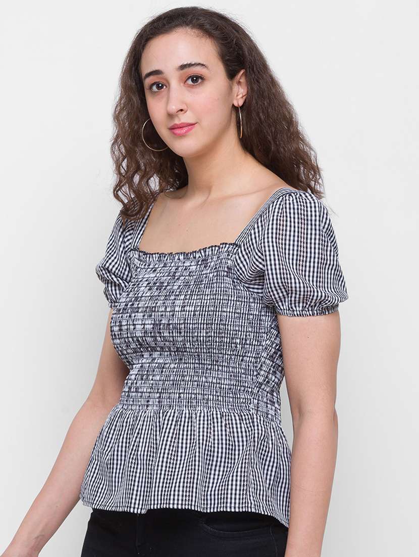 women's peplum square neck top - 18400257 -  Standard Image - 1