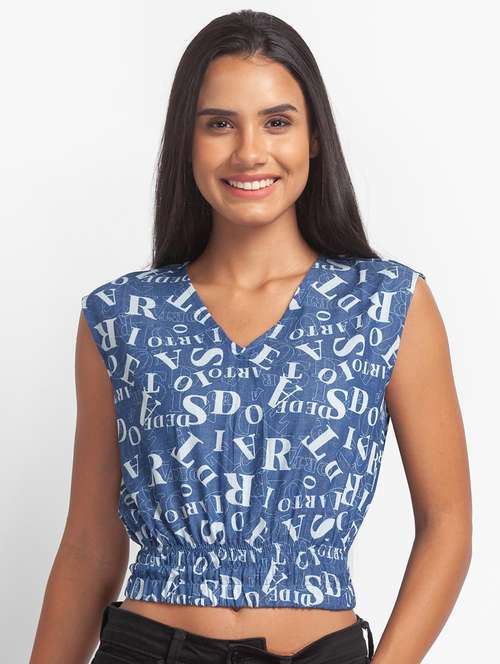 women's crop v neck top - 18400264 - Standard Image - 0