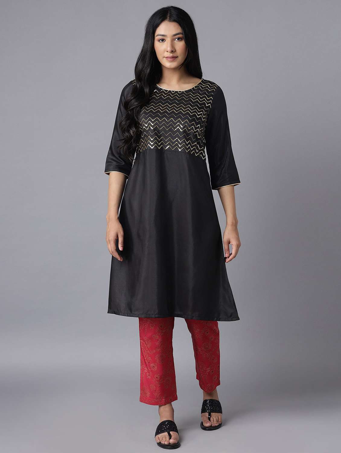 black cotton blend suit  set