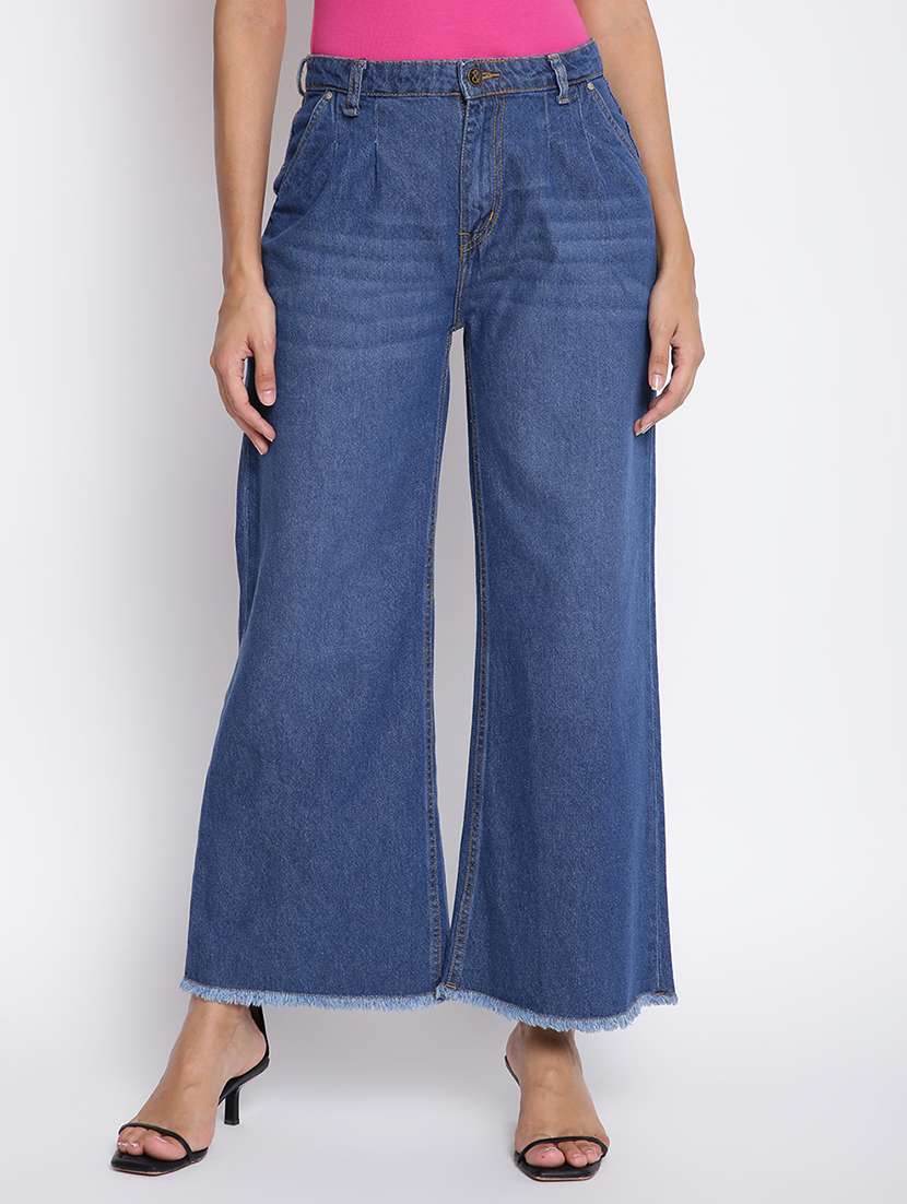 Women's Plain Baggy Leg Jeans